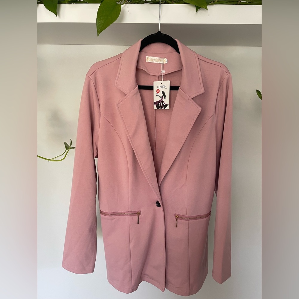 Women’s Pink Blazer XL Suit Jacket By Genhoo
